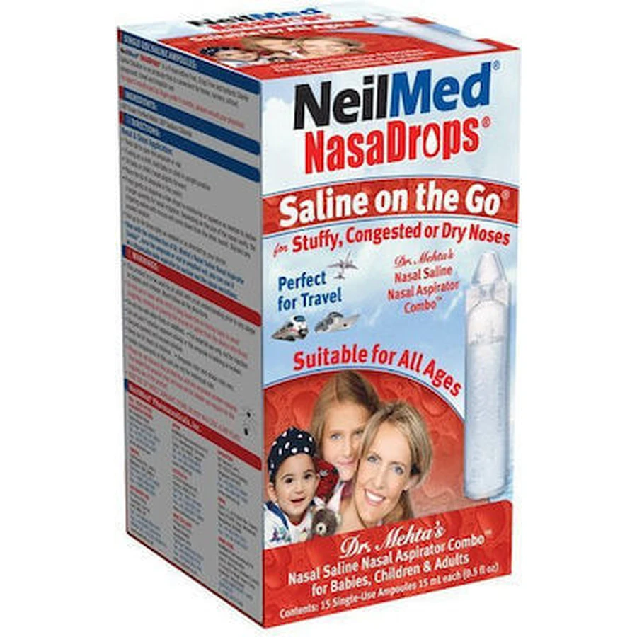 NASADROPS Solución Salina Estéril Alivia la Distensión e Hidrata la Nariz Seca 15x15ml