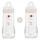 MAM Easy Active Biberón de Plástico con Tetina de Silicona 330ml Para 4+ Meses 2 piezas