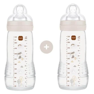 MAM Easy Active Plastic Bottle with Silicone Nipple 330ml For 4+ Months 2 pieces
