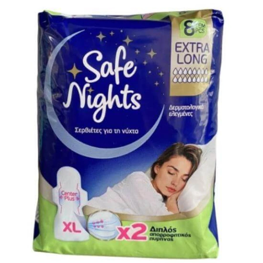 BABYLINO Safe Nights Night Pads Xl Extra Long 8 Pieces