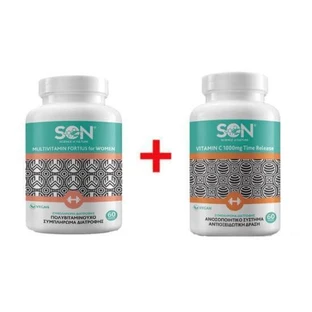 SON Promo Multivitamine Fortius pour Femmes, 60 Comprimés & Vitamine C 1000mg Time Release, 60 Comprimés