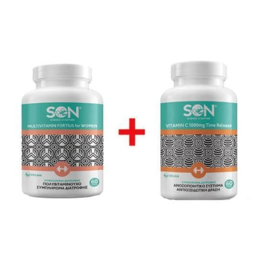 SON Promo Multivitamine Fortius pour Femmes, 60 Comprimés & Vitamine C 1000mg Time Release, 60 Comprimés