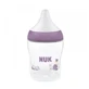 NUK Perfect Match Biberón de Plástico 0m+ con Indicador de Control de Temperatura con Tetina de Silicona de Orificio Pequeño 150ml Color Morado, Hippopotamus, 150ml, 1ud.