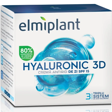 Crème de jour anti-rides SPF 15 Hyaluronic 3D, 50 ml, Elmiplant