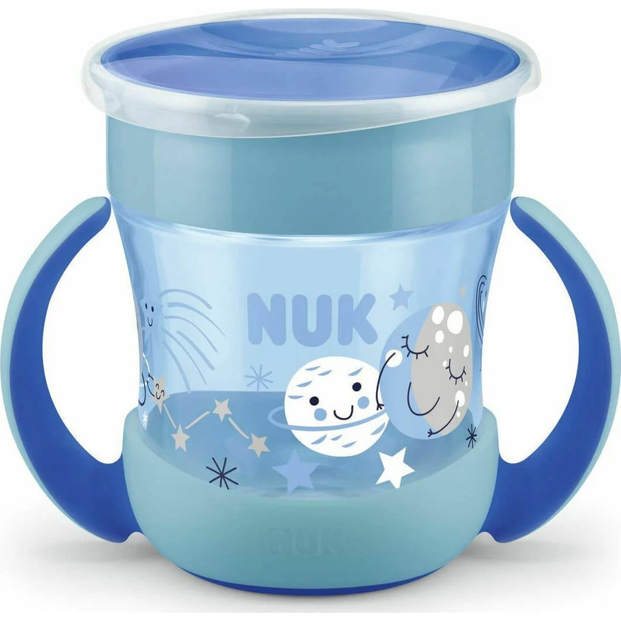 NUK Mini Magic Cup Nachtbeker met rand en deksel Vanaf 6 maanden, 160ml 10.751.352 In verschillende kleuren - Blauw