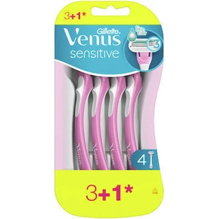 GILLETTE Venus 3 Sensitive Rasoirs jetables avec 3 lames et bande lubrifiante pour peau sensible 4 pièces