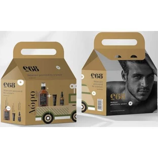 E68 Men Skin Care Promo Crema Facial para Hombre Radiant Smooth, 50ml & Aceite Calmante para Barba y Cabello Intense Recovery, 30ml & Gel de Ducha Tonificante para Hombre Energy Boost, 300ml,