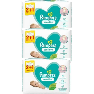 PAMPERS Babyfeuchttücher Sensitive Babyfeuchttücher 3x52 Stück (2+1GIFT)