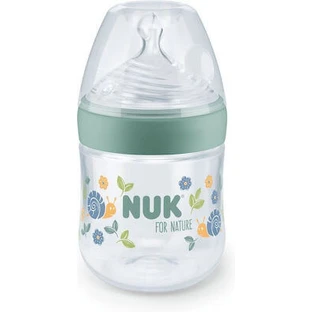NUK For Nature PP Fles met Temperatuur Indicator & Siliconen Speen Klein, 150ml 10.743.075 - Groen