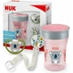 NUK Magic Cup & Space Set mit pädagogisch wertvollem, transparentem Cola-Becher, 230ml & Stützband & Space Schnuller für 6+ Monate in Pink