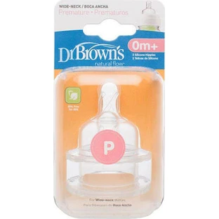 DR.BROWN'S Natural Flow Siliconen Fles Tepels met Brede Hals Voor Premature Baby's 2 Stuks WN 0201
