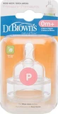DR.BROWN'S Natural Flow Silicone Bottle Nipples Nipples With Wide Neck For Premature Infants 2 Pieces WN 0201