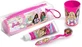 LORENAY Kinder Mundhygiene-Set Zahnputzbeutel Kinderzahnbürste mit Deckel & Zahnpasta 75ml & Wasserglas