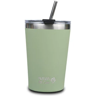 NAVA Termo de vidrio con pajita de acero inoxidable We Care en verde 450ml (10-262-112)
