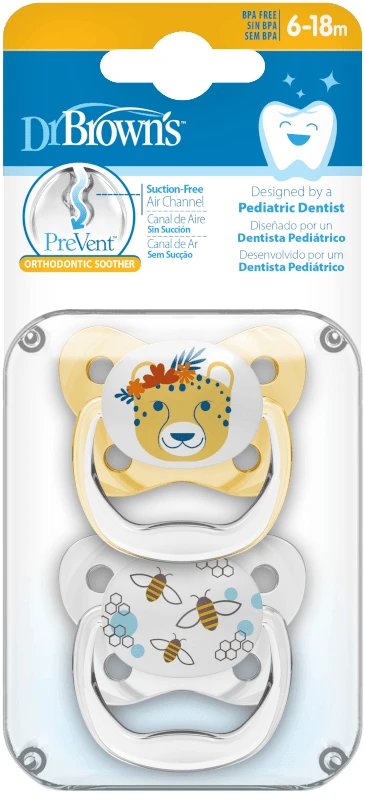 DR BROWN'S Pacifier PreVent Butterfly Orthodontic Yellow 6-18 Months…