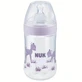 NUK Nature Sense Glass Bottle with Silicone Nozzle & Temperature Control Indicator For 0-6 Months 240ml
