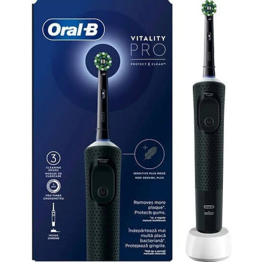 ORAL B Vitality Pro Protect X Clean Electric Toothbrush with Timer Black 1 Piece