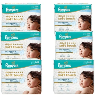 PAMPERS Wipes Baby Aqua Sof Touch Baby Wipes (18 Packs of 48 pieces) 864 Pieces