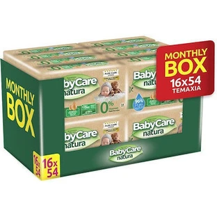 BABYCARE Toallitas Natura 0% Plástico - 96% Agua Pura ( 16 Paquetes de 54 Piezas ) 864 Piezas