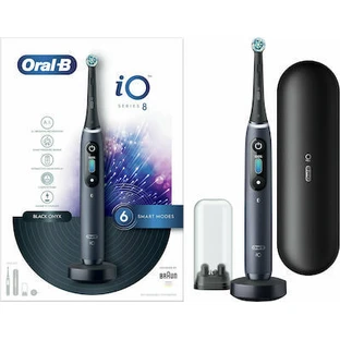 ORAL-B Cepillo de Dientes Eléctrico iO Series 8 Magnetic Black Onyx Nueva Tecnología con Temporizador y Sensor de Presión en Color Negro