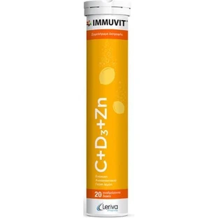 IMMUVIT C + D3 + Zn Nutritional Supplement with Vitamins C, D3 & Zinc 20 effervescent tablets