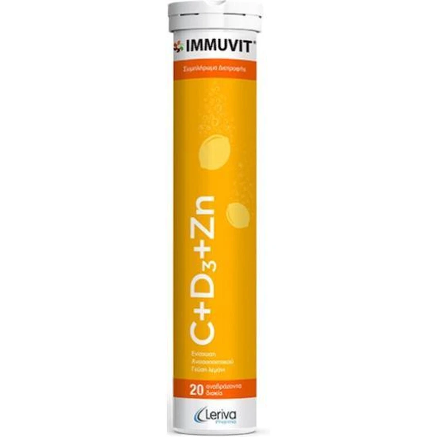 IMMUVIT C + D3 + Zn Nutritional Supplement with Vitamins C, D3 & Zinc 20 effervescent tablets