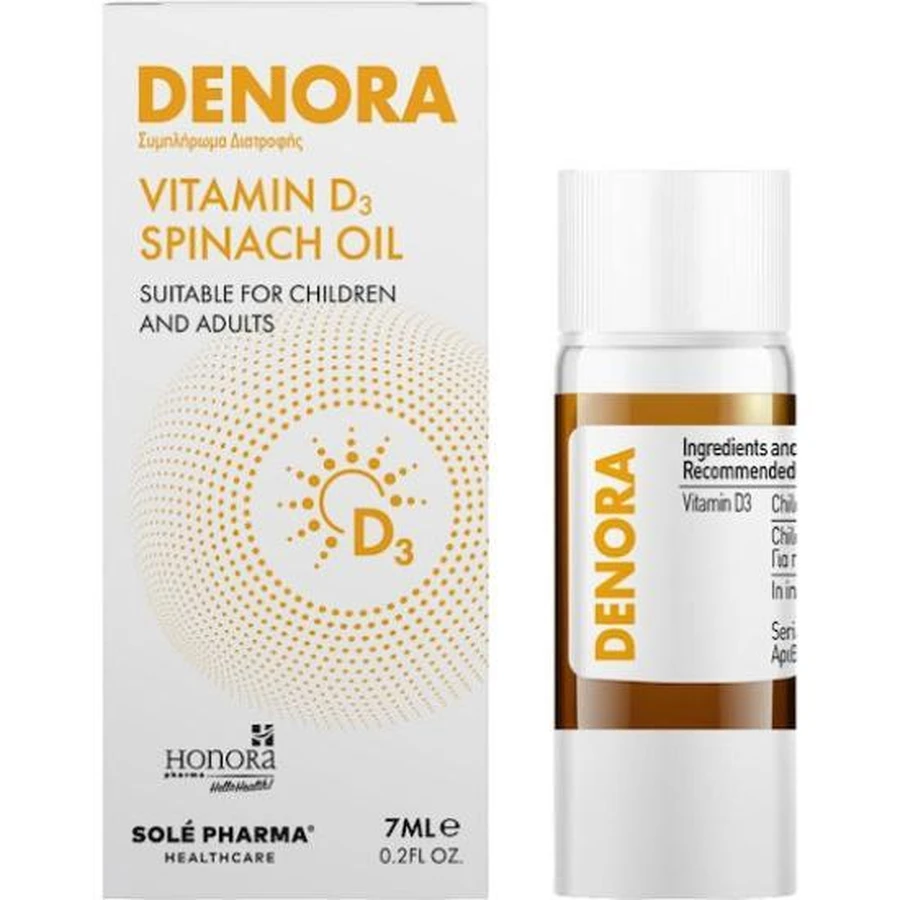 DENORA Vitamine D3 Huile d'épinard pour la santé immunitaire et osseuse 7ml