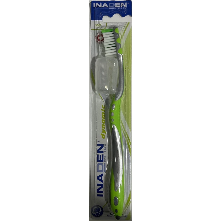 INADEN Dynamic Soft Toothbrush with Protective Head Cap - Green