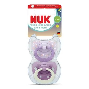 NUK First Choice Classic Day & Night Silicone Night Soothers with Pouch For 18-36 Months 2 Pieces