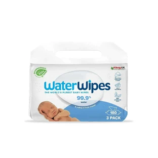 WATERWIPES Bio 100% Biodegradable Odorless Wipes with 99,9% Water (60x3) 180 Pieces