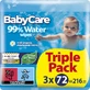 BABYCARE Baby-Feuchttücher 99% Wasser (3 Packungen à 72 Stück) 216 Stück