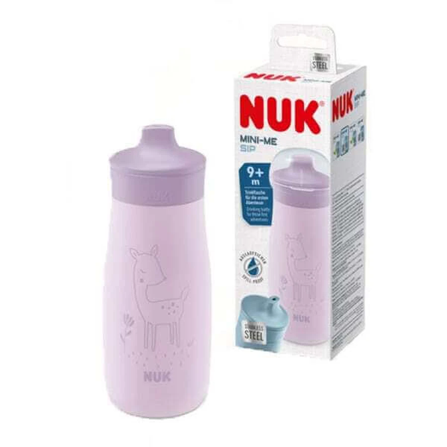 NUK Cup Mini-Me Sip Stainless Steel Cup for 9+ Months in Purple 300ml [10.225.325]