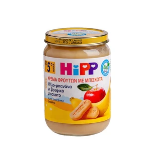 HIPP Bio Baby Crema de Frutas con Manzana-Plátano-Galletas A partir de 5 meses 190g