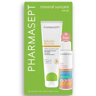 PHARMASEPT Promo Mineral Suncare Kids Heliodor Zonnecrème SPF50 Kinderzonnebrandcrème, 150ml & Promo Kids Shampoo & Douche 2in1 Kids Shampoo & Shampoo, 100ml