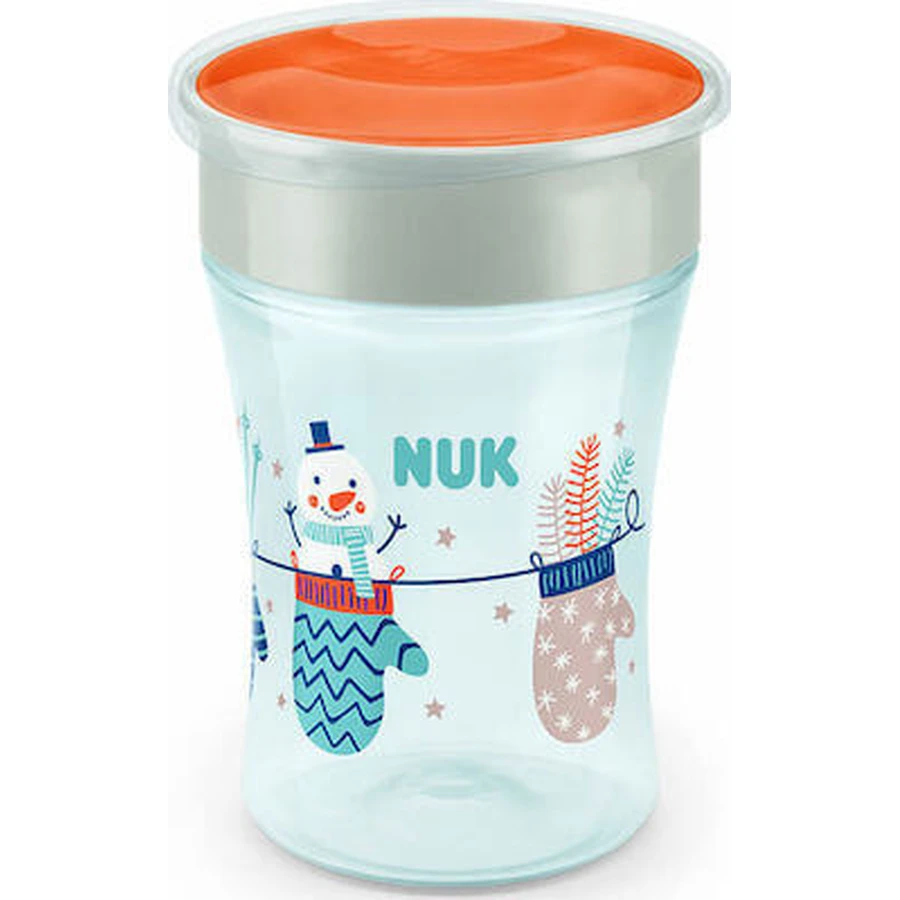 NUK Magic Cup Trainingsbeker met lip & deksel Snow 8m+ 230ml 10.255.443 - Oranje