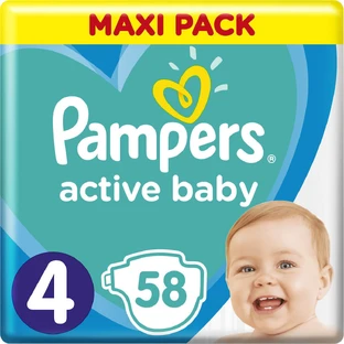 PAMPERS Baby Diapers Active Baby No.4 9-14Kgr 58 pieces Maxi Pack