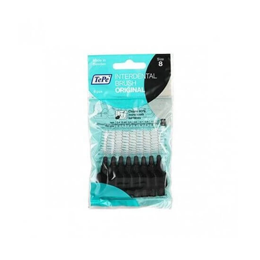 TEPE Brosses à dents moyennes Original No.7 1.5mm Noir x8