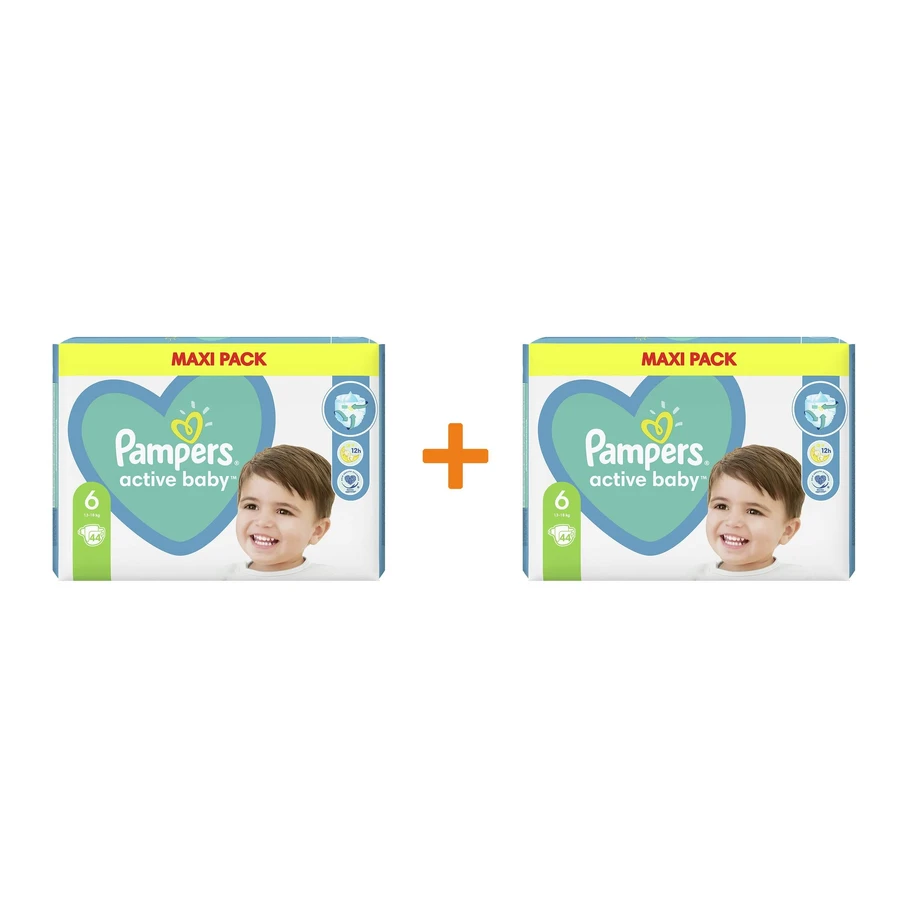 PAMPERS Pañales Active Baby No.6 13-18Kgr 88 piezas Maxi Pack (2 Paquetes de 44 piezas)