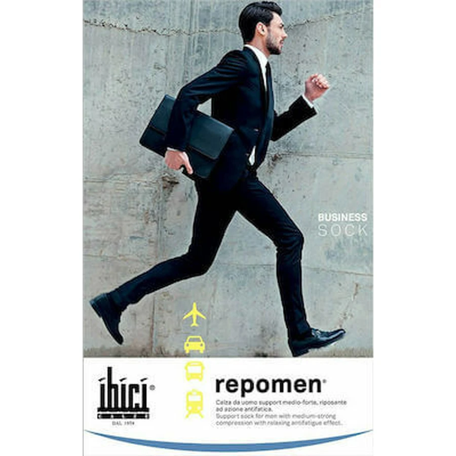 SEGRETA Ibici Calcetín Baja Rodilla Hombre Repomen 16/20mmHg Negro