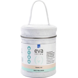 EVA Intima Kit de Viaje Bienestar Diario Toallitas de Bolsillo Toallitas Limpiadoras para Zonas Sensibles, 10 unidades & Espuma Limpiadora Espumosa 50ml & Líquido Limpiador Diario pH3.5 Original 60ml