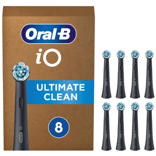 ORAL-B iO Ultimate Clean Black Replacement Electric Toothbrush Heads, 8 pieces