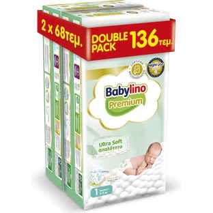 BABYLINO Premium Ultra Soft Doppelpack Weichheit No1 [2-5Kg] 136 Windeln (2 x 68 Stück)