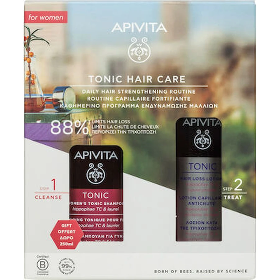 APIVITA Women's Tonic Shampoo Promo Set Hair Strengthening Program for Women with Tonic Lotion 150ml & Shampoo 250ml