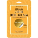 KOCOSTAR Gold Foil Triple Layer Mask Face Mask With Six Different Types of Hyaluronic Acid & Gold 1 Piece
