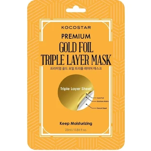 KOCOSTAR Gouden Folie Drievoudig Laagmasker Gezichtsmasker Met Zes Verschillende Soorten Hyaluronzuur & Goud 1 Stuk
