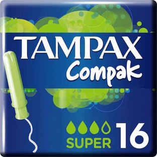 TAMPAX Compak Super Tampones con aplicador para aumentar el flujo 16 unidades