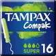 TAMPAX Compak Super Tampones con aplicador para aumentar el flujo 16 unidades