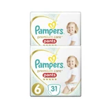 PAMPERS Premium Care Jumbo No.6 Pañales para 15kg+, 62 piezas (2 Paquetes de 31 piezas)