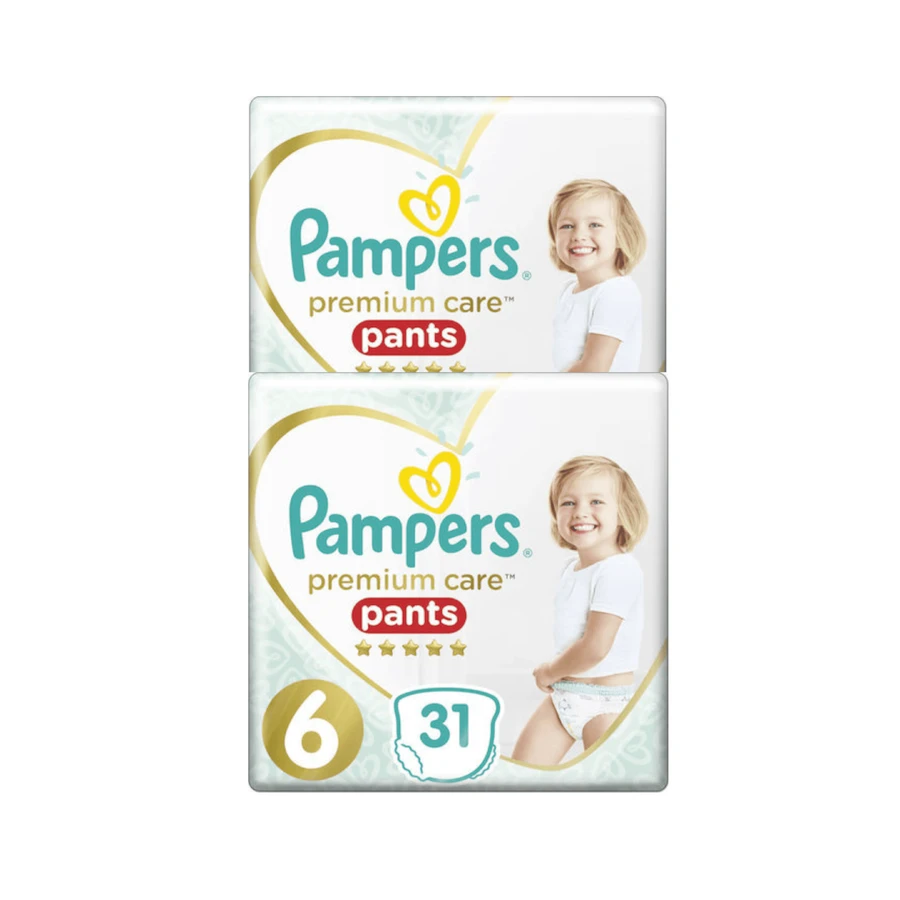PAMPERS Premium Care Jumbo No.6 Diapers for 15kg+, 62 pieces (2 Packs de 31 pieces)