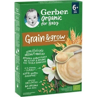 GERBER Biologische Babygranen met Tarwe, Haver & Vanillesmaak Vanaf 6 maanden 200g